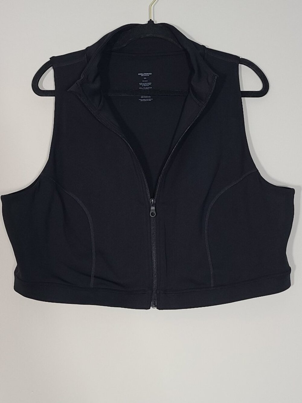 Girlfriend Collective Clean Girl Sporty Chic Croft Zip Up Crop Tank Black 5XL